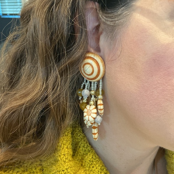 Genuine 80s vintage earthy funky chunky earrings - Picture 10 of 10